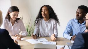 Group of employees in a meeting room